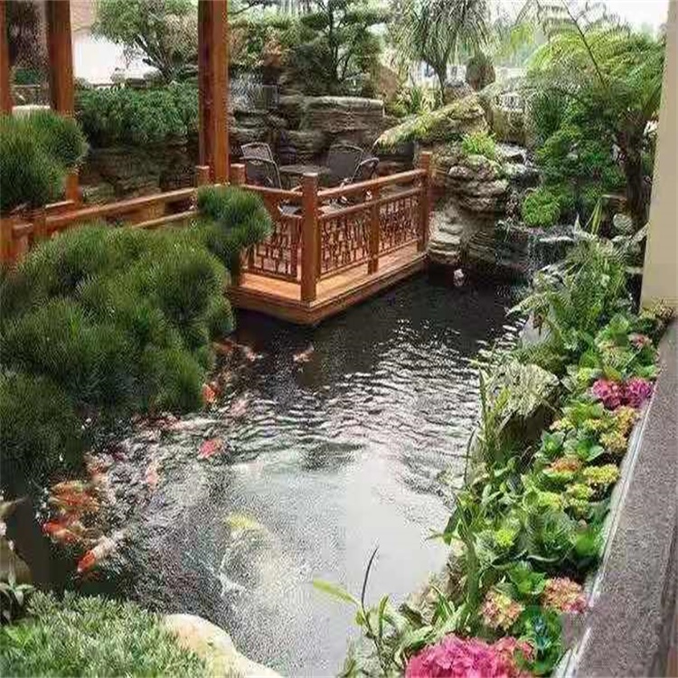 夏津庭院设计鱼池假山建造图
